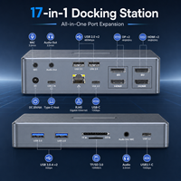 Base de Conexión DisplayLink USB C para Cuatro Monitores, Doble HDMI, Doble DP, 4K 60Hz, 17 en 1, Hub Tipo C, Gigabit Ethernet para MacBook M1 M2 M3
