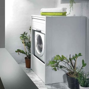 Housse de machine à laver enroulable 67x59x91 cm avec ouverture verticale à volet roulant, structure en PVC de 20 mm d'épaisseur, côté arrière - Product Image 5