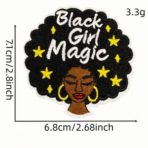 Atacado: Patch Bordado de Desenho Animado de Menina Afro Mágica para DIY em Chapéus, Mochilas e Jaquetas - Product Image 2