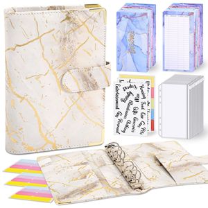 A6 espositore <span class=keywords><strong>di</strong></span> <span class=keywords><strong>libri</strong></span> per studenti <span class=keywords><strong>di</strong></span> lusso in pelle PU per risparmiare denaro, raccoglitore economico in marmo dorato con busta in contanti e borsa con cerniera - Product Image 2