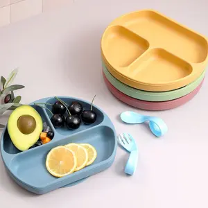 Bpa 무료 내구성 식품 학년 어린이 식사 실리콘 그릇 실리콘 수유 세트 실리콘 아기 그릇