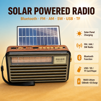 Radio portable rétro OEM 3 bandes FM AM SW rechargeable solaire avec Bluetooth, lampe de lecture LED, lecteur de carte USB TF pour camping et situations d'urgence