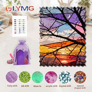 Kit <span class=keywords><strong>de</strong></span> Peinture Diamant 5D Complet - Paysage Arbre <span class=keywords><strong>Coucher</strong></span> <span class=keywords><strong>de</strong></span> <span class=keywords><strong>Soleil</strong></span> en Verre Teinté - Décoration Murale DIY Paysage Lune pour <span class=keywords><strong>la</strong></span> Maison - Cadeau pour Adultes et Enfants - Product Image 1