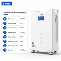 Batterie solaire résidentielle 51V 100Ah avec garantie de 10 ans, vente directe usine, compatible 48V 100Ah et 51.2V 100Ah, pack de stockage solaire 5kWh