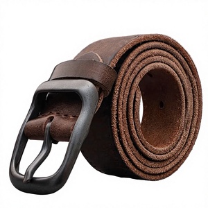 Cinturón de Cuero Vacuno de Primera Capa con Hebilla de Aleación de 3.7cm de Ancho para Hombre, Estilo Vintage para Jeans con Diseño Casual Sencillo - Product Image 1