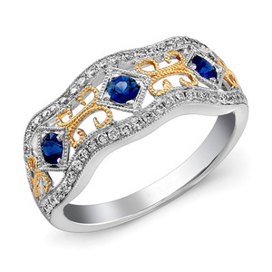 Anello da donna con motivo traforato bicolore, pietra scintillante, gioiello geometrico alla moda - Product Image 1