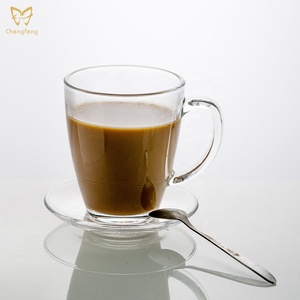 Cốc Cà Phê Nhà Hàng Gia Dụng Bộ Cốc Thủy Tinh Có Tay Cầm Và Đĩa Thủy Tinh Cho Đồ Uống Nóng Lạnh - Product Image 2