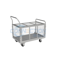 Chariot à plateforme manuel industriel pliable en acier à quatre roues, personnalisé OEM, de haute qualité, pour le transport et le stockage