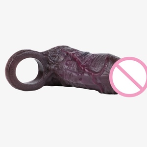 OS-AHJ5026 Black Hollow <b>Dildo</b> Opening-end Penis Sleeve 4 Size Silicone Sex Toys for Cock Cover Enlarger Men Delay Ejaculating - Product Image 3