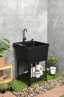 Évier multifonctionnel authentique pour extérieur et usage domestique, bac carré en plastique simple et durable, bassin de lavage pour balcon, évier utilitaire