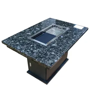 Yawei โต๊ะชิ้นเดียวสไตล์จีน,โต๊ะหินอ่อนหม้อไฟบาร์บีคิว730ทำให้บริสุทธิ์ไร้ควันโต๊ะชิ้นเดียว