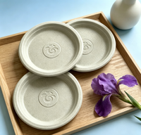 Assiettes jetables personnalisables en fibres de coque de riz de 7 pouces, de qualité alimentaire, sans BPA, biodégradables, compatibles micro-ondes, très demandées