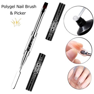 Outil professionnel à double tête avec manche en métal pour la construction des ongles Pinceau en gel pour l'art des ongles avec longue tige de poussée en acier - Product Image 2