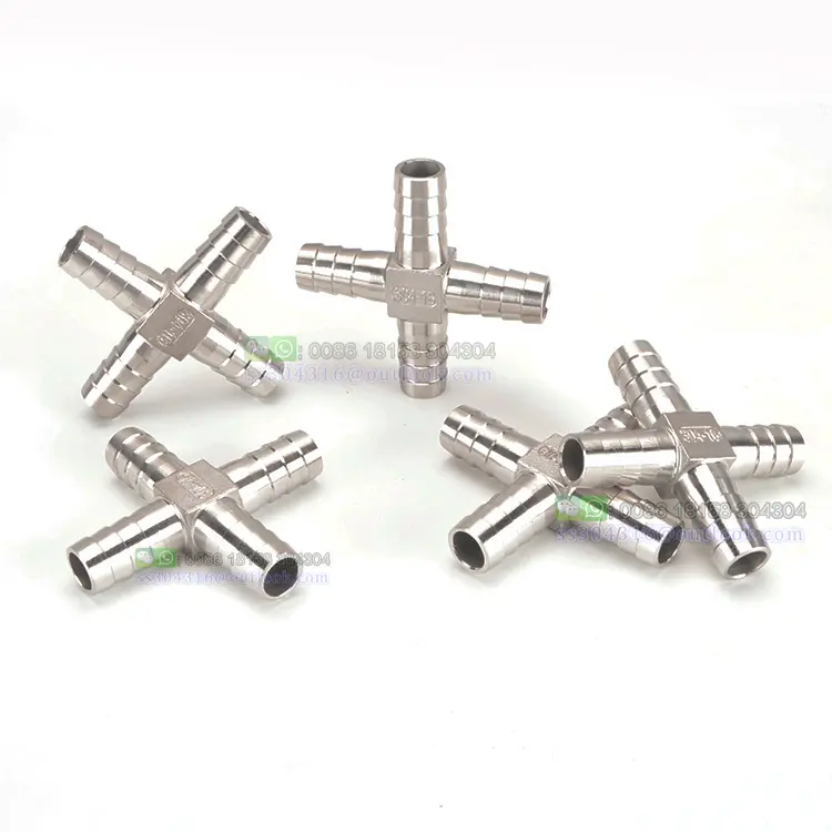 Rvs Pijp Cross Fitting 4 Way Hose Barb Connector Homebrew Bier Tube Fitting