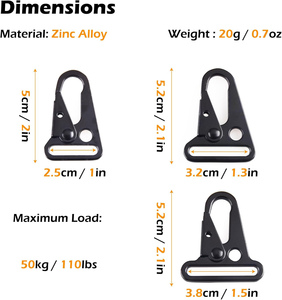 Mosquetón Táctico de Aleación de Zinc Olecranon Negro de Lujo, Impermeable, para Exteriores, con Gancho de Seguridad para Herramientas, Equipo de Senderismo y Cinturones - Product Image 2