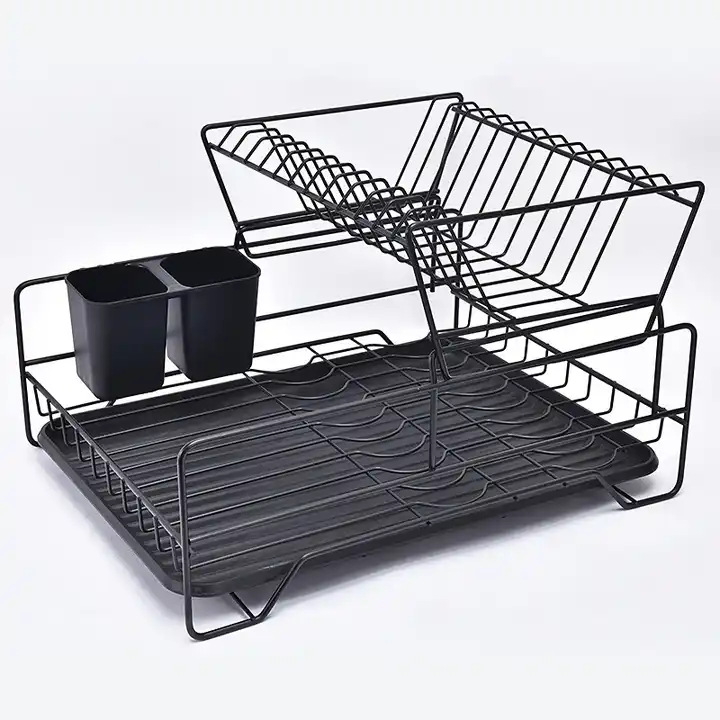 Small Dish Rack with Tray Compact Dish Drainer for Kitchen Counter Cabinet