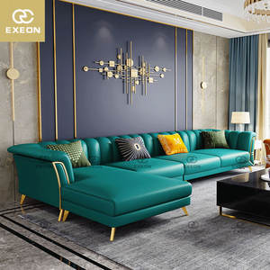 Nuevo sofá de esquina de cuero de lujo en forma de L, conjunto de muebles de sala de estar, sofá de esquina de cuero, sofá de sala de estar - Product Image 1