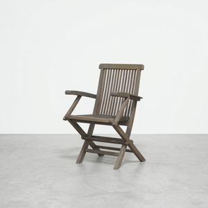 Outdoor Solid <b>Teak</b> Wood Folding Arm <b>Chair</b> Rustic Grey for Home and Restaurant <b>Dining</b> <b>Chair</b> - Product Image 1