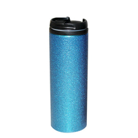 Tasse à café fine en acier inoxydable, scintillante, avec intérieur en plastique, couvercles anti-fuite, 6 pièces 16oz
