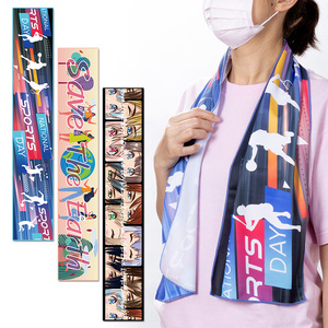 Serviette de sport en microfibre rPET à logo personnalisé, format étroit 19x110cm |   Sublimation écologique respirante à séchage rapide pour le cyclisme et le marathon - Product Image 1