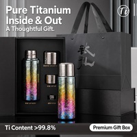 Thermos en titane pur avec infuseur à thé magnétique, 430 ml, avec logo personnalisé, léger, idéal pour les voyages, coffret cadeau