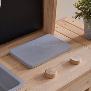 Cocina de Juguete de Madera Natural para Niños, Estación de Cocina de Simulación con Pizarra, Muebles de Juego Montessori para Patio Trasero - Product Image 5