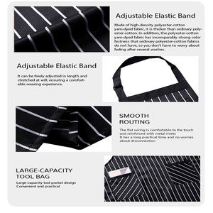 Tablier sans manches réglable en polyester et coton léger à rayures avec poches, durable pour la maison, la cuisine, les restaurants, la restauration rapide, les hôtels - Product Image 5