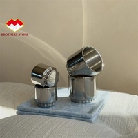 Plateau de service carré en marbre bleu quartz, 2 pièces, empilable, en pierre naturelle, plateau décoratif pour salle de bain et table basse