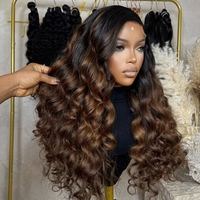 Perruques frontales en dentelle HD 13*6 sans colle, cheveux humains vietnamiens ondulés profonds brun ombré pour femmes, blond cendré 13*4 lisses comme des baguettes