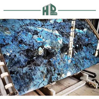 Dalle de granit Labradorite Labrador émeraude bleu foncé translucide de haute qualité pour décoration murale de bar d'îlot de cuisine prix inférieurs