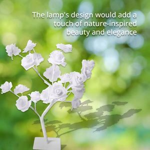 Lámpara de Mesa LED con Forma de Rosa, 45 cm, 24 LED, Luz Nocturna Romántica con Flores, Decoración Interior para Bodas y Dormitorios, Luz de Árbol Bonsái con Flores de Rosa - Product Image 5