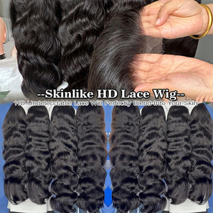 Pelucas de Cabello Camboyano Virgen, Pelucas de Cabello Indio Virgen sin Pegamento con Frente de Encaje HD Completo, Pelucas de Cabello Vietnamita Virgen con Cutícula Alineada - Product Image 5