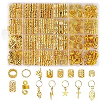 Lot de 275 Bijoux de Cheveux Dorés et Argentés pour Tresses, Anneaux pour Dreadlocks, Perles et Accessoires de Coiffure en Gros