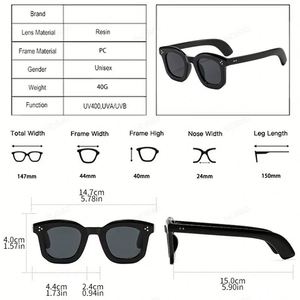 Gafas de Sol Cuadradas con Marco Grueso de Color Caramelo Vintage 2026 con Logotipo Personalizado, Protección UV400 y Remaches, para Hombre y Mujer - Product Image 5