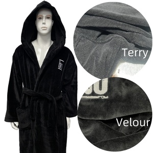 Luxurious Breathable Bath <strong>Robes</strong> Warm Dressing Gown Soft Plush Cotton Hooded <strong>Mens</strong> Bathrobes with Pockets - Product Image 5