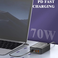 Chargeur de bureau portable LDNIO A4808Q 70W EU US UK, chargeur portable multi-prises à charge rapide pour téléphone portable avec écran LED