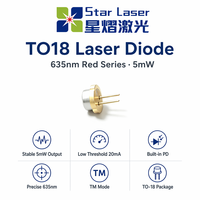 Diode laser rouge QSI QL63D4SX-ND 635nm 5mW TO18 5.6mm à faible courant monomode LD pour pointeur laser, niveau laser, télémètre