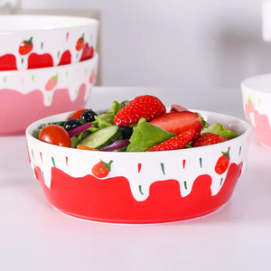 Bol à salade et à dessert de 6 pouces, personnalisé et embossé, joli ensemble de bols et d'assiettes en céramique avec décoration sous glaçure, haut de gamme - Product Image 1