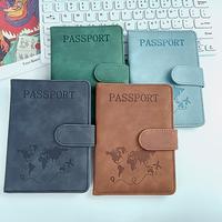 Funda de Pasaporte de Cuero PU con Diseño de Mapa, Personalizada, Económica y de Diseño Simple