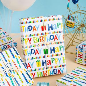 Rouleau de papier cadeau d'anniversaire, 46,8 pieds carrés, design réversible, pour fête d'anniversaire, cadeau, artisanat, recyclable - Product Image 5