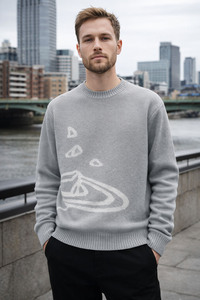 Custom Sweater Jacquard Pattern Winter Knitwear Crew Neck Pullover Knitted Jumper Casual Cotton Knit Top Custom Sweater Men - Product Image 3