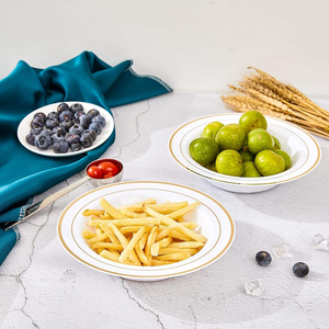 <span class=keywords><strong>Vajilla</strong></span> Desechable de Lujo Personalizada, Platos de Plástico Reutilizables con Bordes Dorados y Plateados para Bodas, Eventos y Catering - Product Image 5