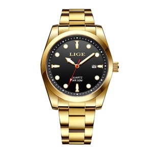 Montre de marque haut de gamme LIGE pour hommes, étanche 50M, lumineuse, en acier inoxydable vert, montre de sport pour hommes, date, quartz - Product Image 5