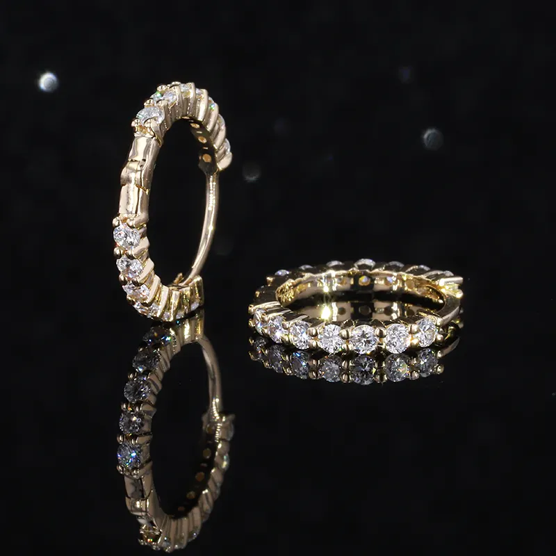 Korean Style Trendy Earring Women Moissanite Gold Stone Jewelry hoop earrings moissanite