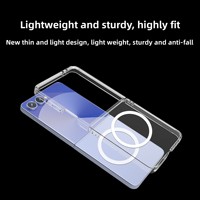 Étui de téléphone pliable magnétique Z Flip7, coque transparente brillante, couverture complète, antidérapante, haute dureté, antichoc