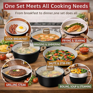 High Quality Cooking Pots And Pans Glass Lids Bakelite Handles Gas <b>Induction</b> Stoves Green Ceramic <b>Cookware</b> <b>Set</b> - Product Image 6