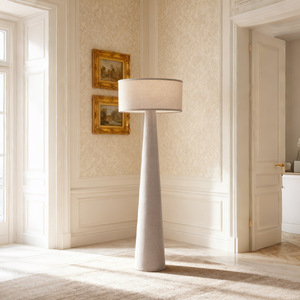 Lámpara de Pie Grande de Tela Color Blanco Hueso, Diseño Minimalista, Fuente de Luz LED Intercambiable, Alto CRI 90 - Product Image 1