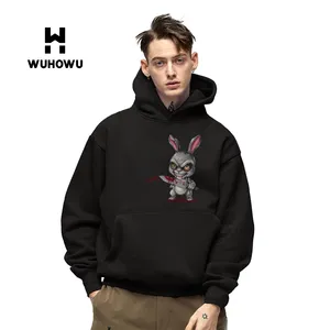 WUHOWU 400GSM polaire surdimensionné logo personnalisé de haute qualité pour hommes dorp shoulder hoodies DGT print WHW240006