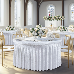 Luxury Velvet Table Cloth <b>Round</b> Ivory 120 / 132 Inch <b>Round</b> <b>Tablecloth</b> Soft Crushed Velvet <b>Tablecloths</b> - Product Image 5