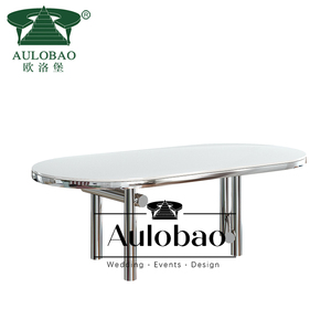 Hotel Furniture Wedding Event MDF Top <b>Stainless</b> <b>Steel</b> Oval Wedding <b>Table</b> Set - Product Image 4